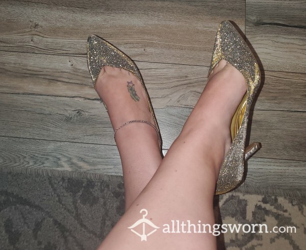 Sexy Gold And Black Shimmer Heels