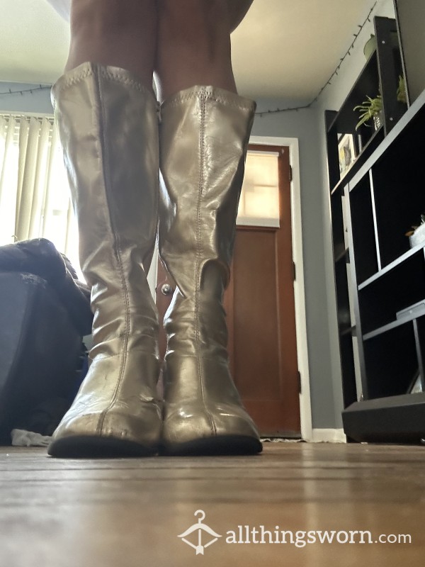 Sexy Gold Costume Boots. Nice And Worn!