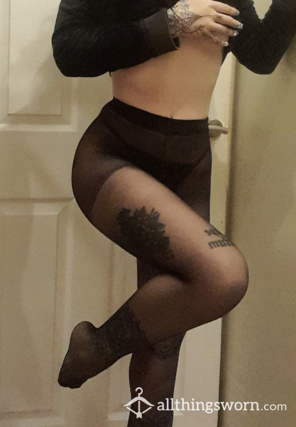 Sexy Goths Used Black Sheer Pantyhoes Tights