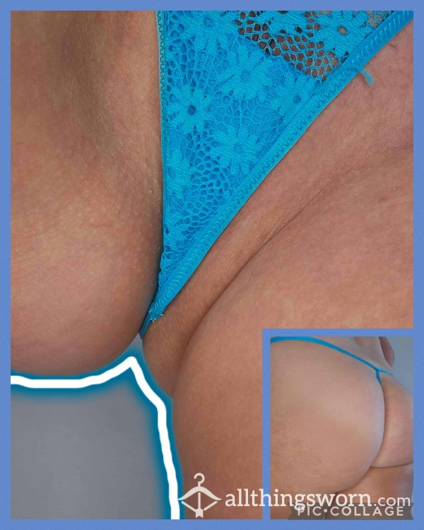 🥵🔥💦Sexy Soaked Blue 💙 Thong 💙💦🔥