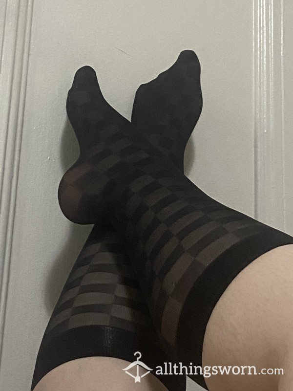 Sheer Black Checkered Socks