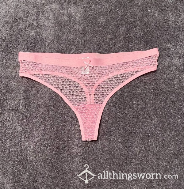 Sheer Pink Lacy Thong