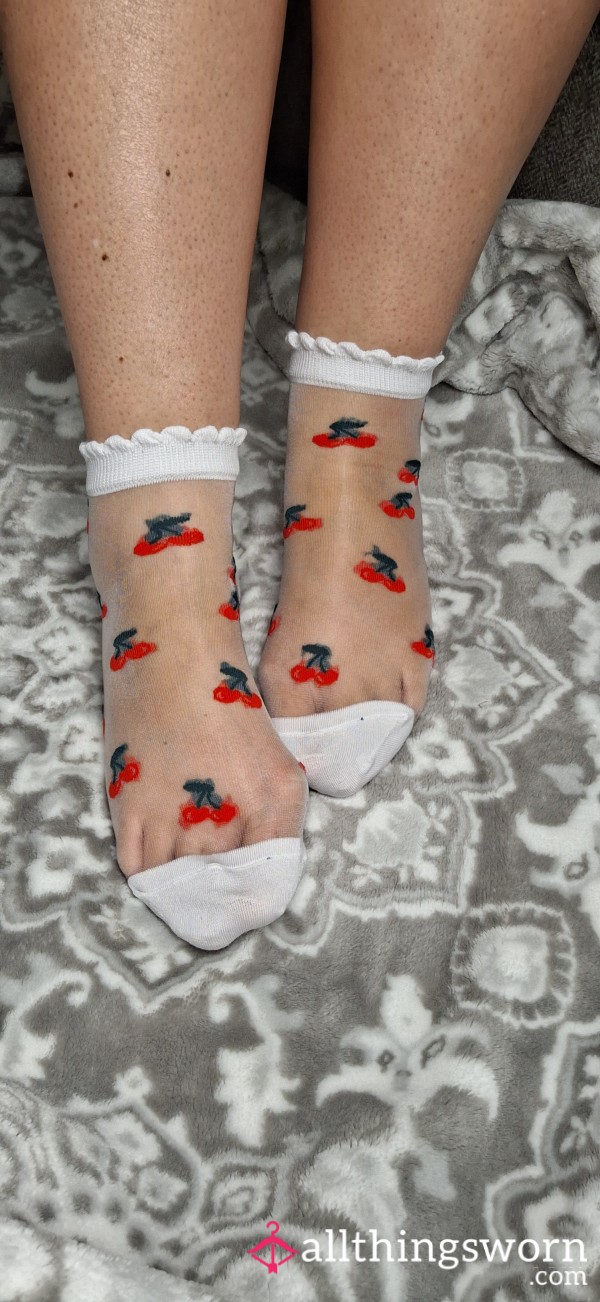 Sheer Socks With Cherries