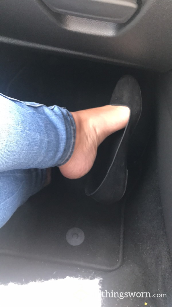 Shoe Dangling In Black Flats
