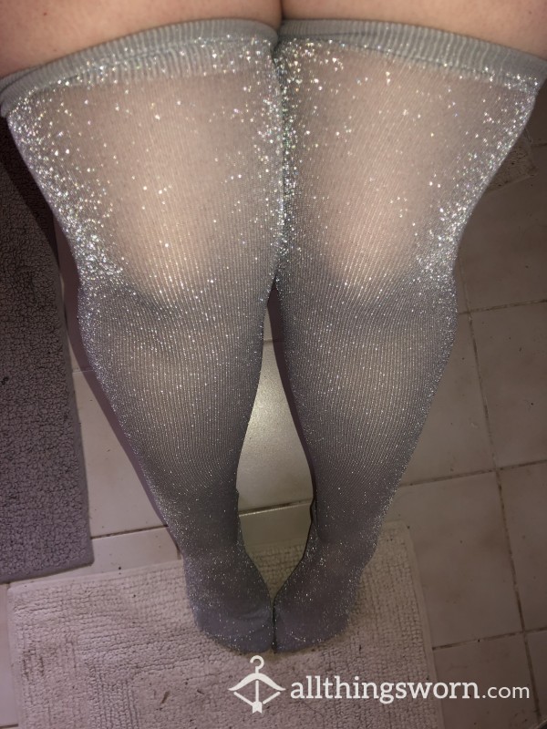 Silver & Sparkly Over The Knee Socks