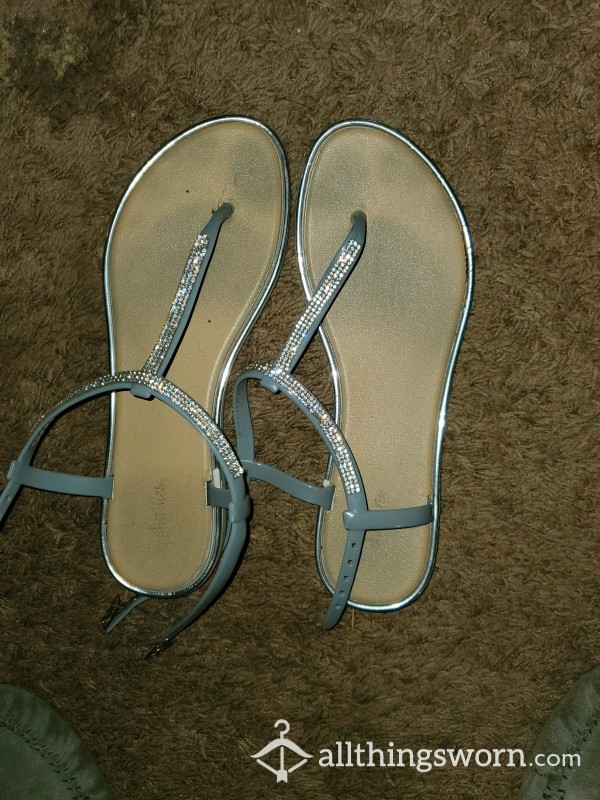 Silver Sparkly Worn Sandals