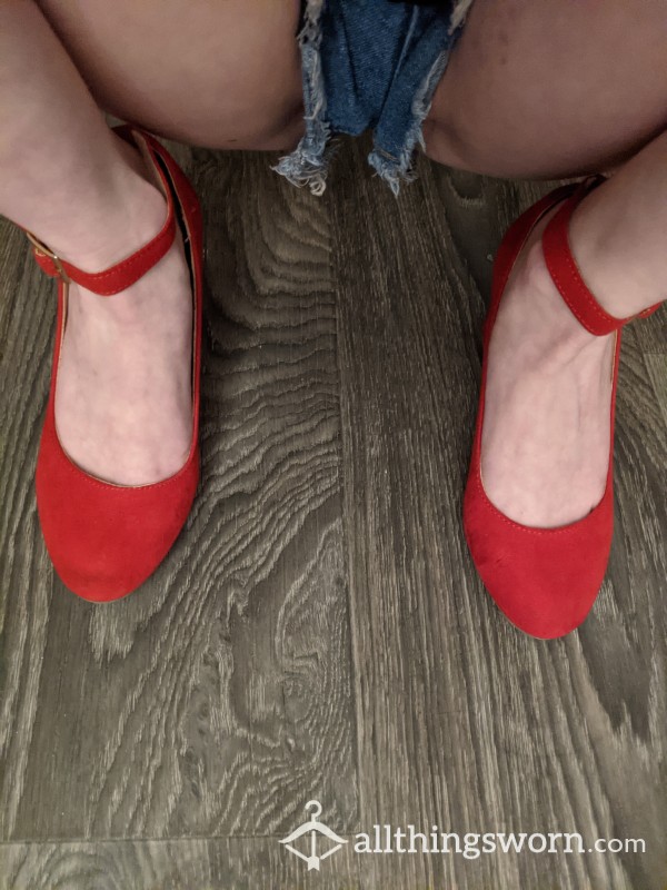 Size 6 Red Chunky Heels - Worn For My Me!Me!Me! Cosplay