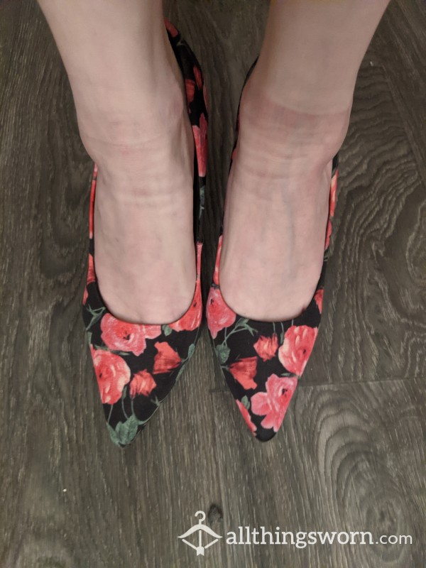 Size 6.5 Rose Print Stiletto High Heel