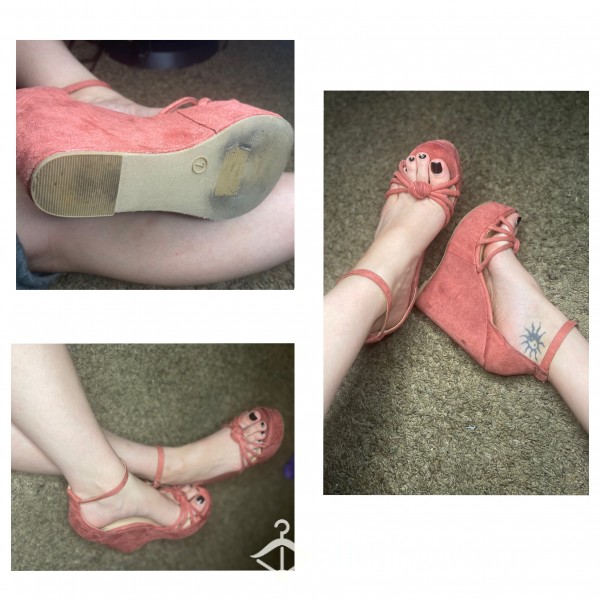 Size 7 Coral Wedge High Heels