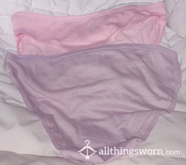 Size Medium,  100% Cotton Bikini Panties.   Light Pink Or Lavender.