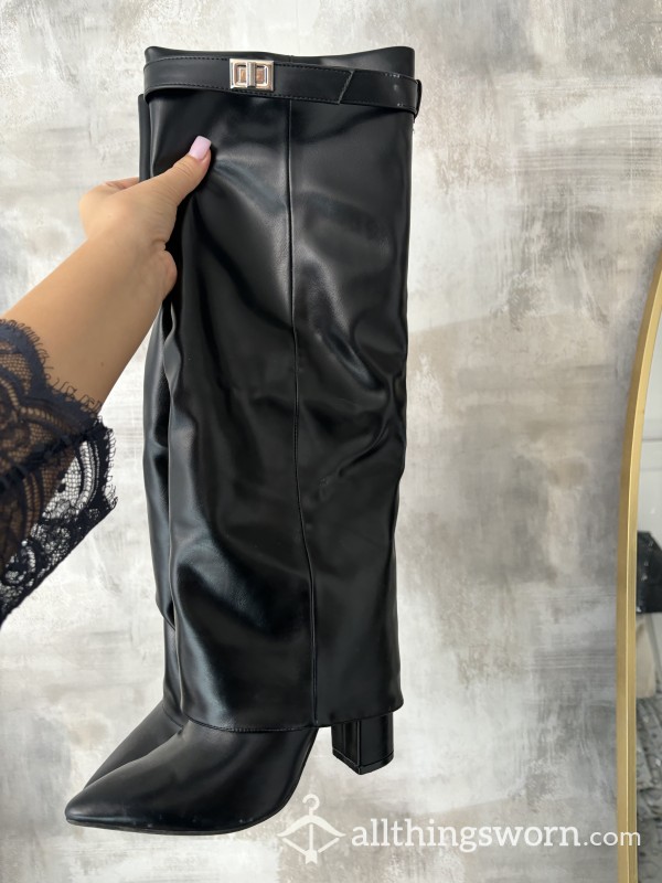 Slutty Thigh High Leather Boots