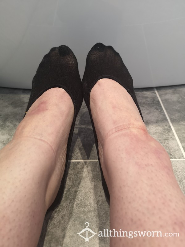 Small Black Footsie Socks, Worn By Stinky Working Feet