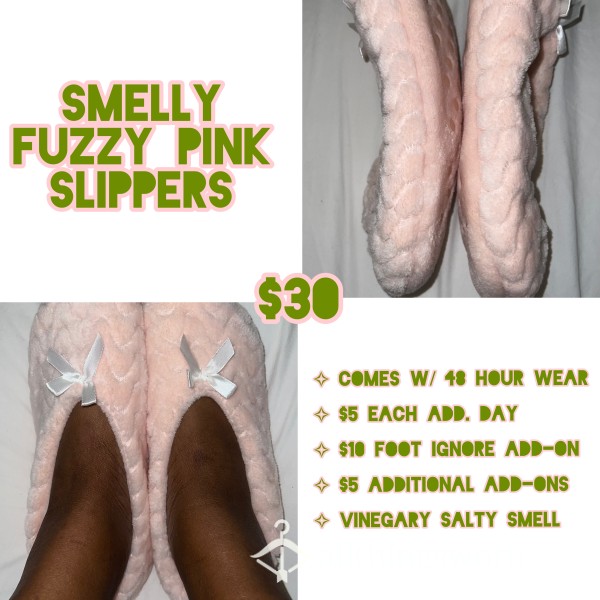 Smelly Fuzzy Pink Slippers