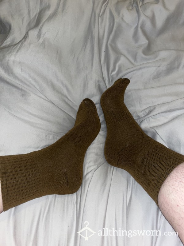 Soft Brown Crew Socks