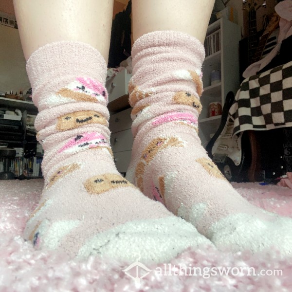 🥐 Fluffy Croissant Bed Socks ♡ 48hr Wear ♡ + Free 1 Min Video & Update Pics
