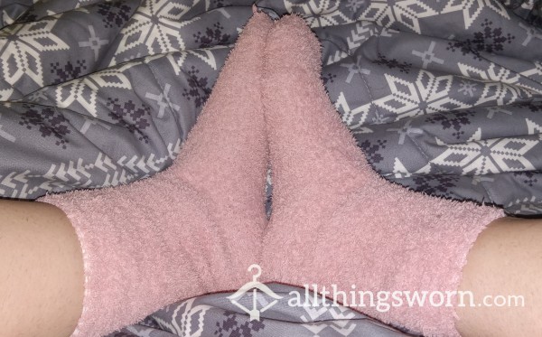 Soft, Fuzzy Pink Socks.  Already Worn For 3 Days.   $15