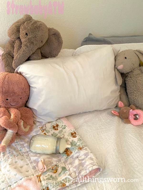 Soft White Pillowcase | Girlfriend | Strawbaby Scented Pillowcase | Sleep With Me | Cute | Ddlg | Baby Girl