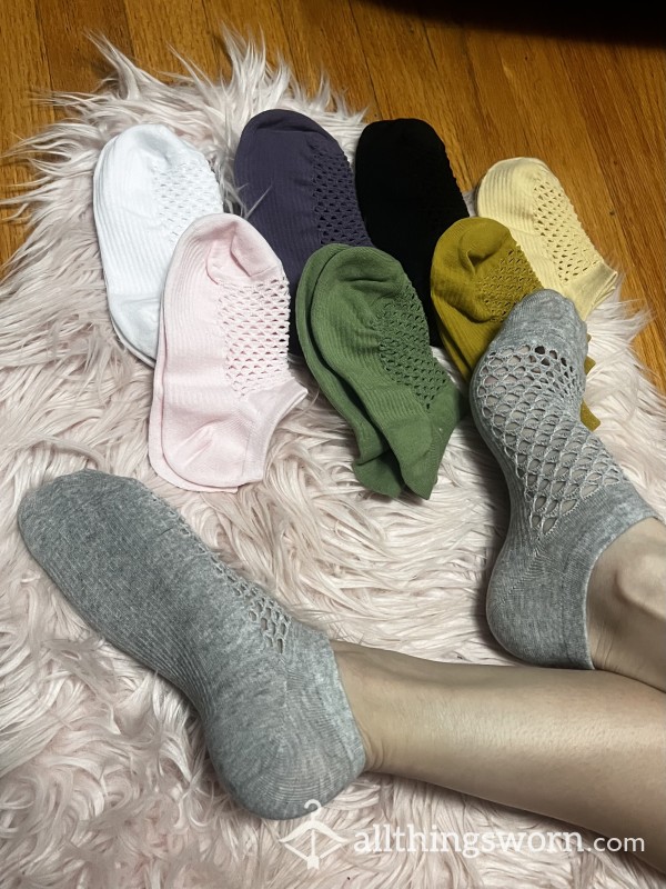 Solid Color Ankle Socks Net Top Of Foot