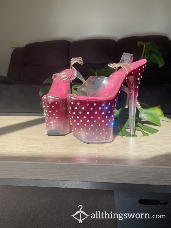 Sparkly Pink Stripper Heels