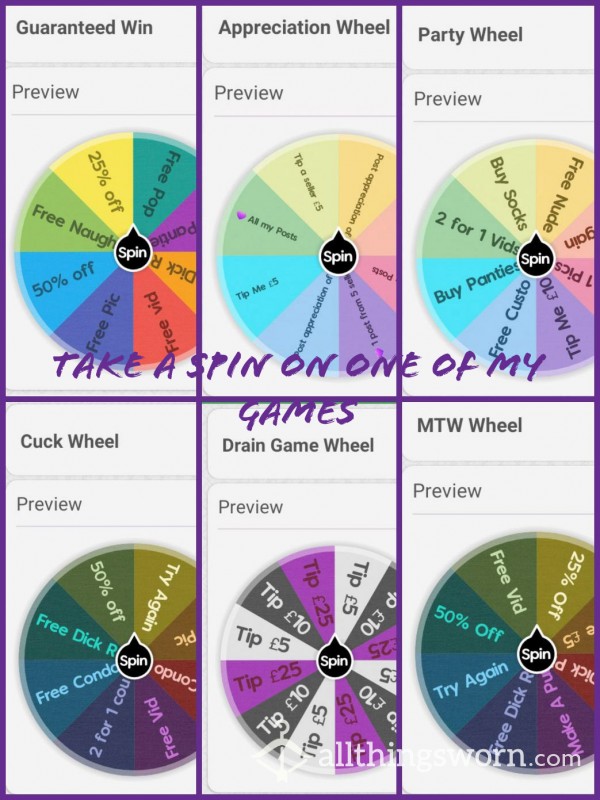 Spin The Wheel. 6 Games To Play