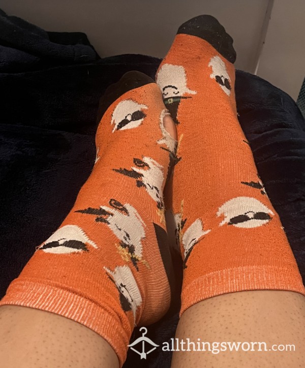 Spooky Ghost Orange Socks