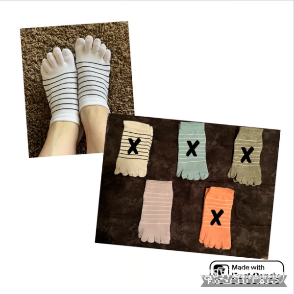 Stripe Toe Socks - Last Pair In Lavender