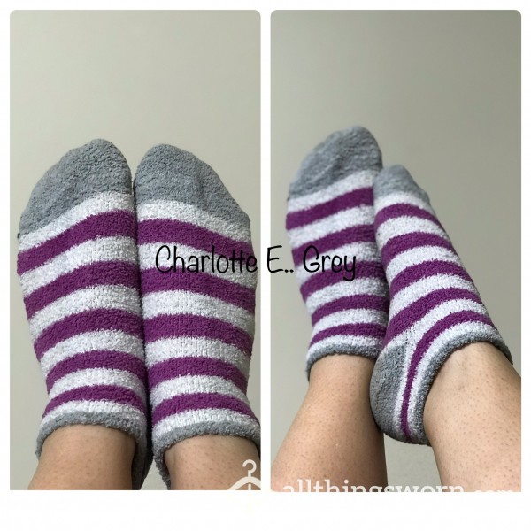 Striped Fuzzy Ankle Socks