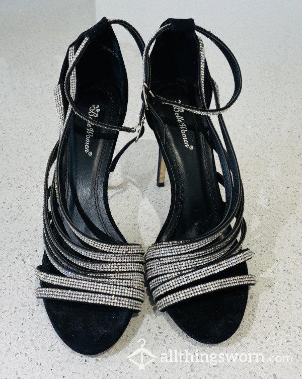 Black Diamanté Heels