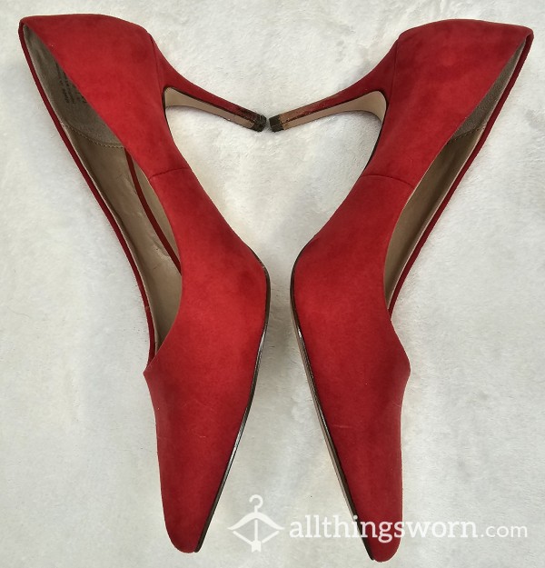Sultry-red Suede Stilleto (requires Cleaning)
