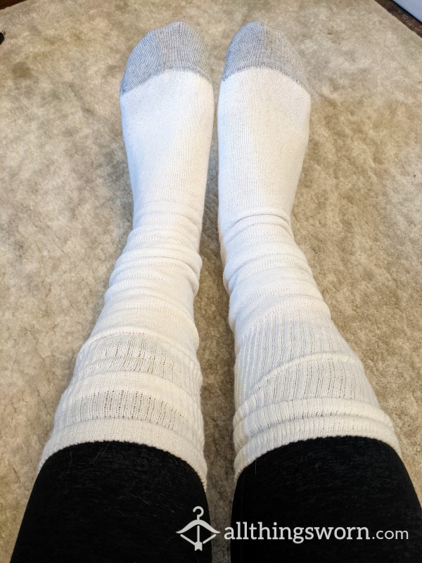 Super Long White Tube Socks, Worn For 3 Days