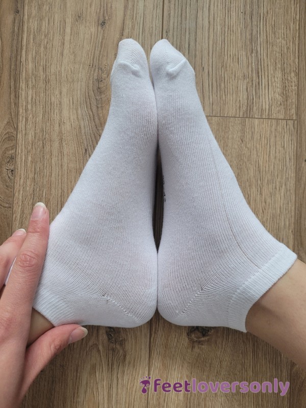 Super Smelly And Sweaty White Ankle Socks, Well Worn, Stinky, Smelly