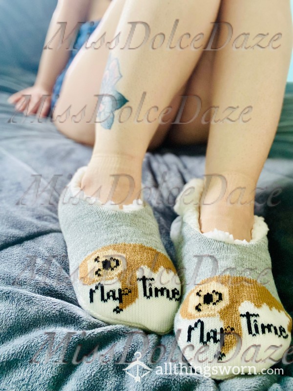 Sweat Dampened | “Nap Time” | Fuzzy Slipper Socks | 3 Days Worn