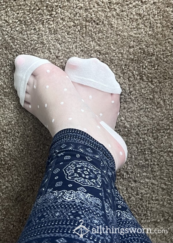 Sweaty Feet In Sheer White Socks