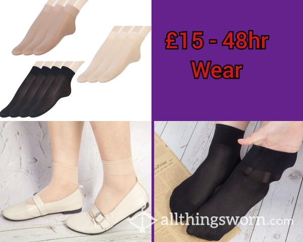 Nylon Socks, Black, Tan, Beige