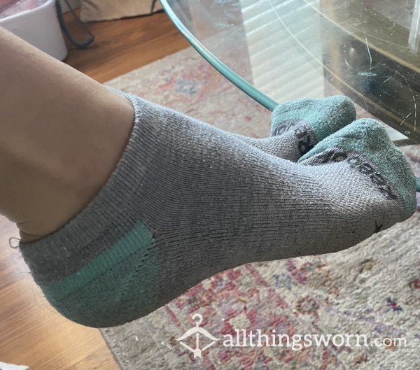 Teal And Grey Ankle Socks