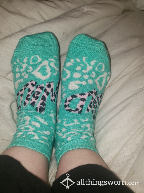 Teal Wild Leopard Print Socks