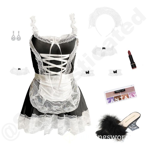 “The French Maid Sissy Kit”: Includes Full Outfit With Dress, Accessories, Heels And Makeup