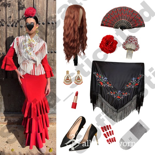 "The Lux Spanish Flamenca Sissy Kit" - Includes Full Look In Real High-quality Items