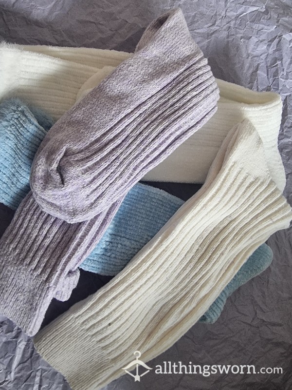 They've Been So Popular.. I Bought Some More!!! Calf High Thick Fluffy Socks! 🥰🥰 Soak Up The Heat And Scent! A Variety Of Colours!