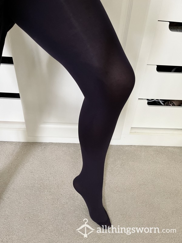 Thick Navy Tights. Worn.