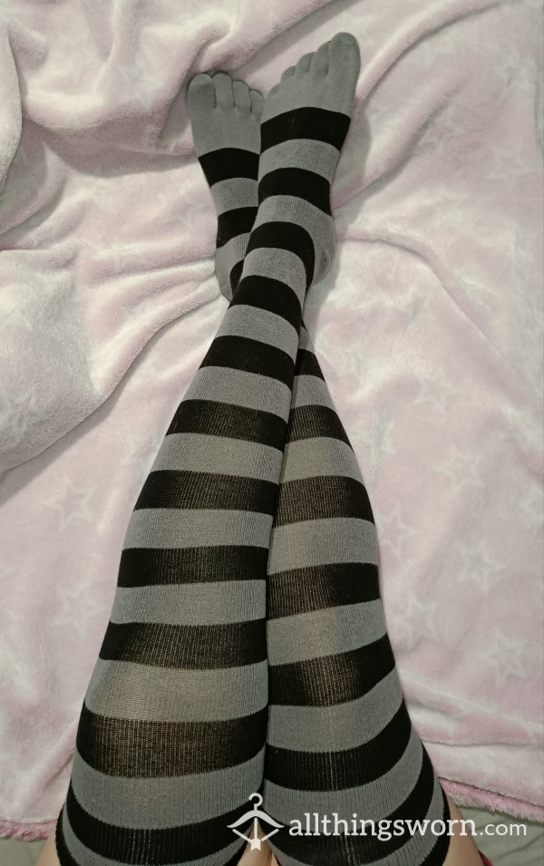 Thigh High Striped Toe Socks 💋