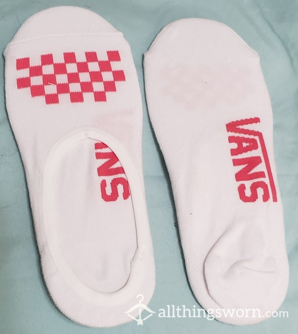 Thin No Shoe White W/Pink Checked Detail Vans Socks