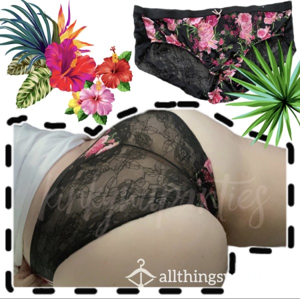 🌺 Tropical Floral Lace Back Cheekies - Includes 2-day Wear & U.S. Shipping
