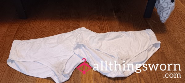 Two For One Pairs Of White Cotton Full-Back Panties Size-XL