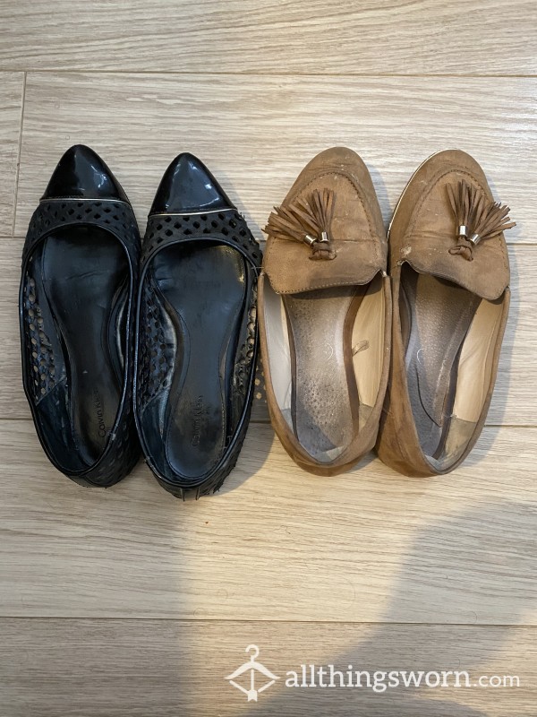 Two Pairs Of Well-worn Flats Available