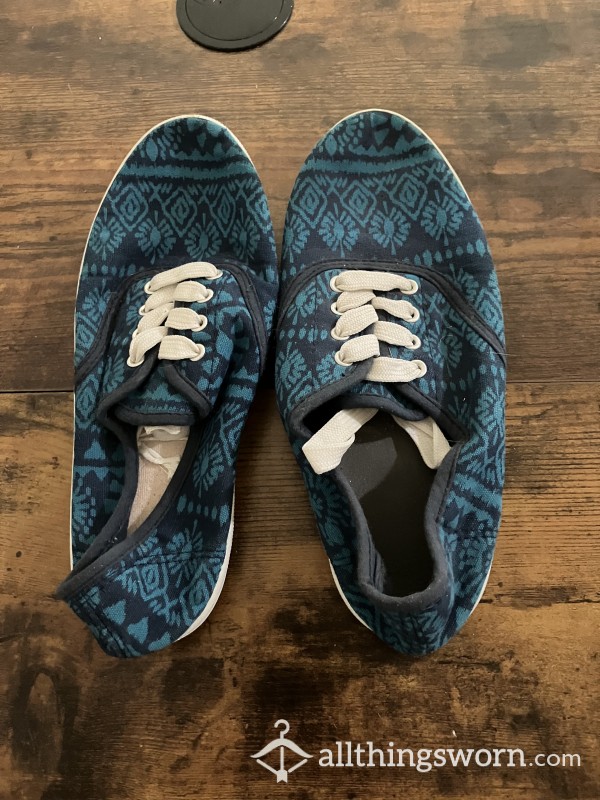 Used Blue Canvas Shoes - US Shipping Included -