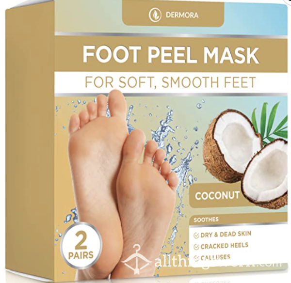 Used Foot Mask Booties!!  ;) Xx  Coconut Scented, Kissed With The Soles, Toes, Nooks, And Crannies Of My Goddess Feet!  Xx ;)
