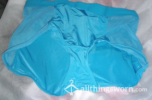 Used Mesh And Shimmery Blue Material Boyshorts, Size 1 (XS)