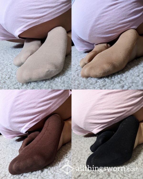Used No-Show Opaque Socks In Skin Tone Colors And Black!