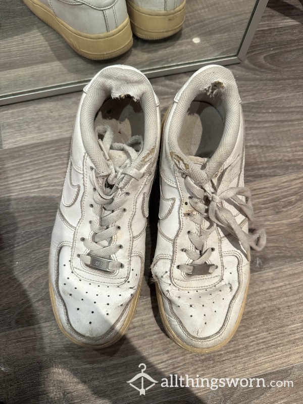 USED Very Well Worn White Sneakers Trainers Nike Airforce 1s